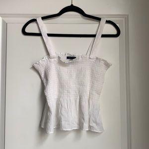 Ruffle White Tank Top